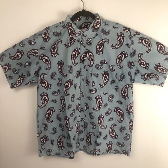 FIORUCCI PAISLEY MENS SHORT SLEEVE BUTTON DOWN SHIRT MADE IN ITALY - Picture 5 of 14